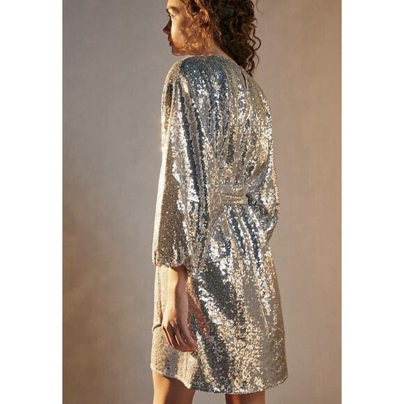 Anthropologie Lisabette Sequined Mini Dress Size 2X Wrap Silhouette - Picture 7 of 15
